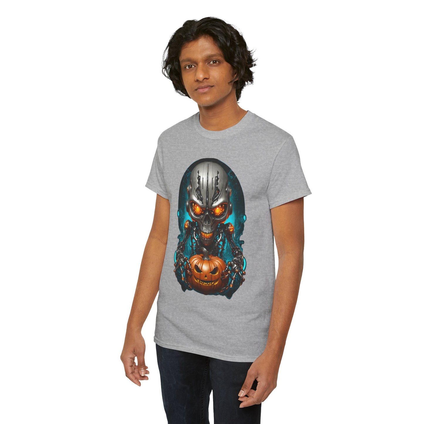 Halloween Pumking Cyborg T-Shirt, Halloween Tee, Unisex Shirt, Pumpkin Design Shirt, Halloween Costume