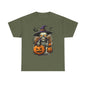 Halloween Pumpkin Skeleton Witch Tee, Spooky Unisex T-Shirt, Fall Season Shirt, Jack-O-Lantern Costume Top, Autumn Witch Theme Apparel