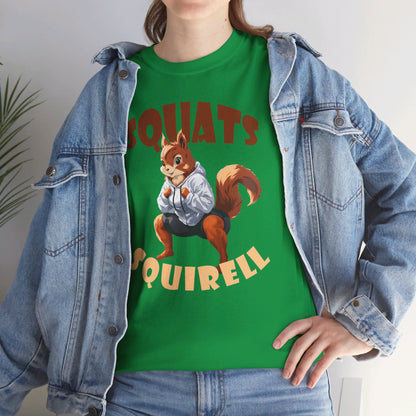 Squats Squirell T-Shirt - Lustiges Cartoon T-Shirt für Fitness-Enthusiasten und Katzenliebhaber