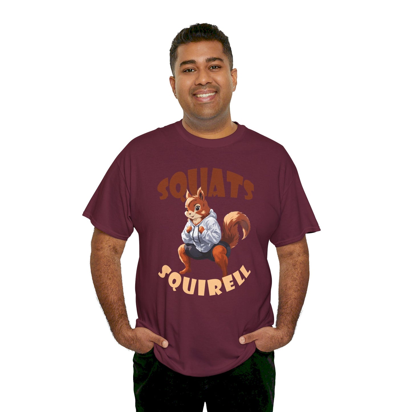 Squats Squirell T-Shirt - Lustiges Cartoon T-Shirt für Fitness-Enthusiasten und Katzenliebhaber