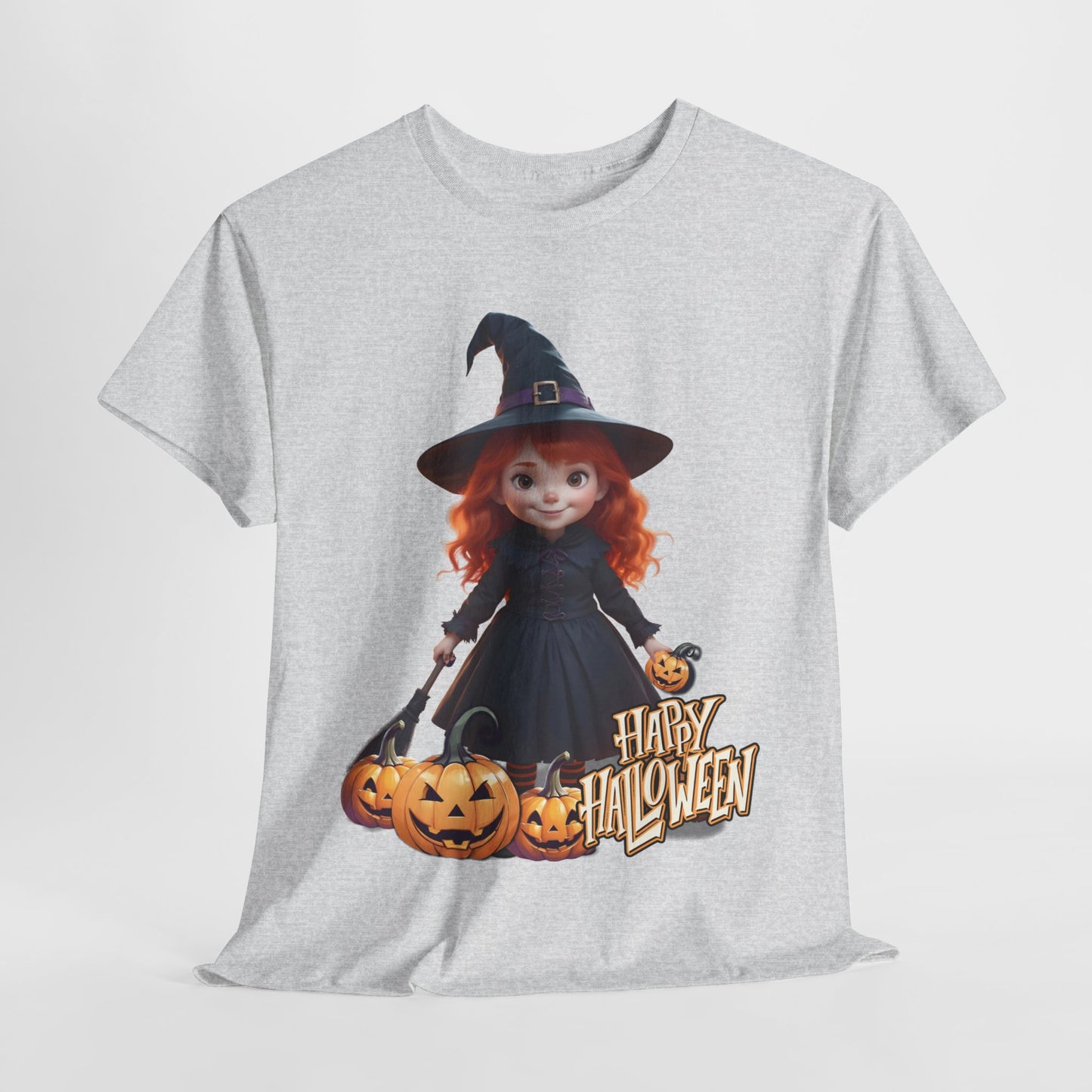 Halloween Witch Tee, Spooky Kids Shirt, Red Haired Girl Costume Top, Cute Smiling Witches Apparel, Unisex Tshirt, Holiday Clothing, Trick or