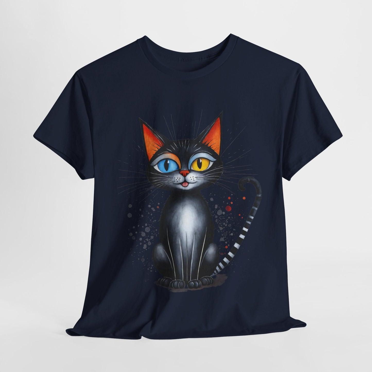 Cat Lover T-Shirt, Feline Graphic Tee, Multicolor Kitten Print Top, Animal Theme Shirt, Cat Enthusiast Clothing