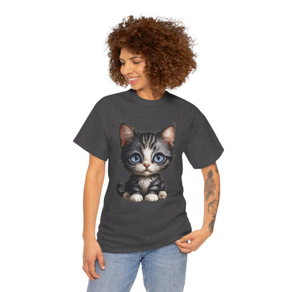 Cat Lover T-Shirt, Cute Kitten Graphic Tee, Animal Print Top, Blue Eyed Cat Shirt, Pet Owner Gift