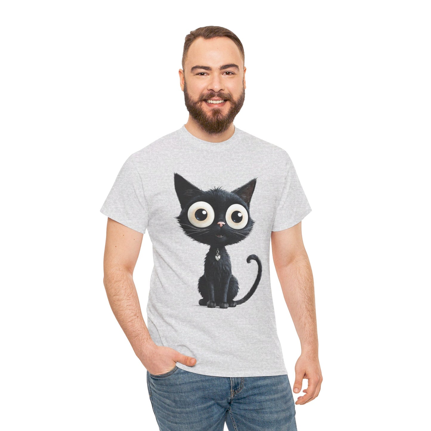 Cat Lover T-Shirt, Cute Kitty Tee, Adorable Feline Shirt, Big Eyed Cat Top, Animal Graphic Tee for Pet Owners