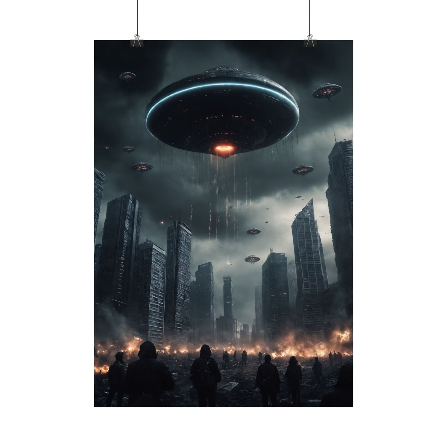 Alien Invasion Poster Sci-Fi Wanddekor mit Aliens & UFOs, Vintage Alien Art Print, Futuristisches Geschenk für Sci-Fi Liebhaber