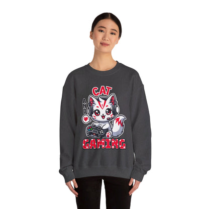 Cat and Gaming Unisex Heavy Blend™ Crewneck Sweatshirt / Anime / Katze / Geschenk / Zocken