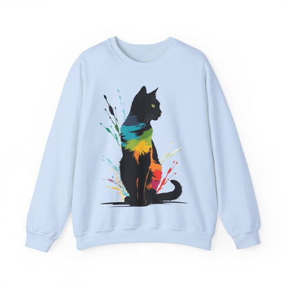 Black Cat Paint Splatter Sweatshirt, Cat Lover Gift, Animal Graphic Jumper, Unique Pet Clothing, Halloween Costume, Gifts for Her