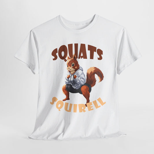 Squats Squirell T-Shirt - Lustiges Cartoon T-Shirt für Fitness-Enthusiasten und Katzenliebhaber