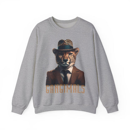 Retro Vintage Gangster Leopart Sweatshirt, Gangimals Cool 1930's Kitty Jumper, Hipster Feline Streetwear, Urban Pullover, Unisex