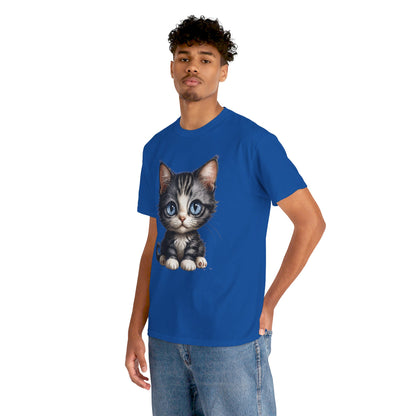 Cat Lover T-Shirt, Cute Kitten Graphic Tee, Animal Print Top, Blue Eyed Cat Shirt, Pet Owner Gift