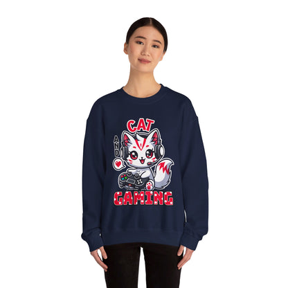 Cat and Gaming Unisex Heavy Blend™ Crewneck Sweatshirt / Anime / Katze / Geschenk / Zocken