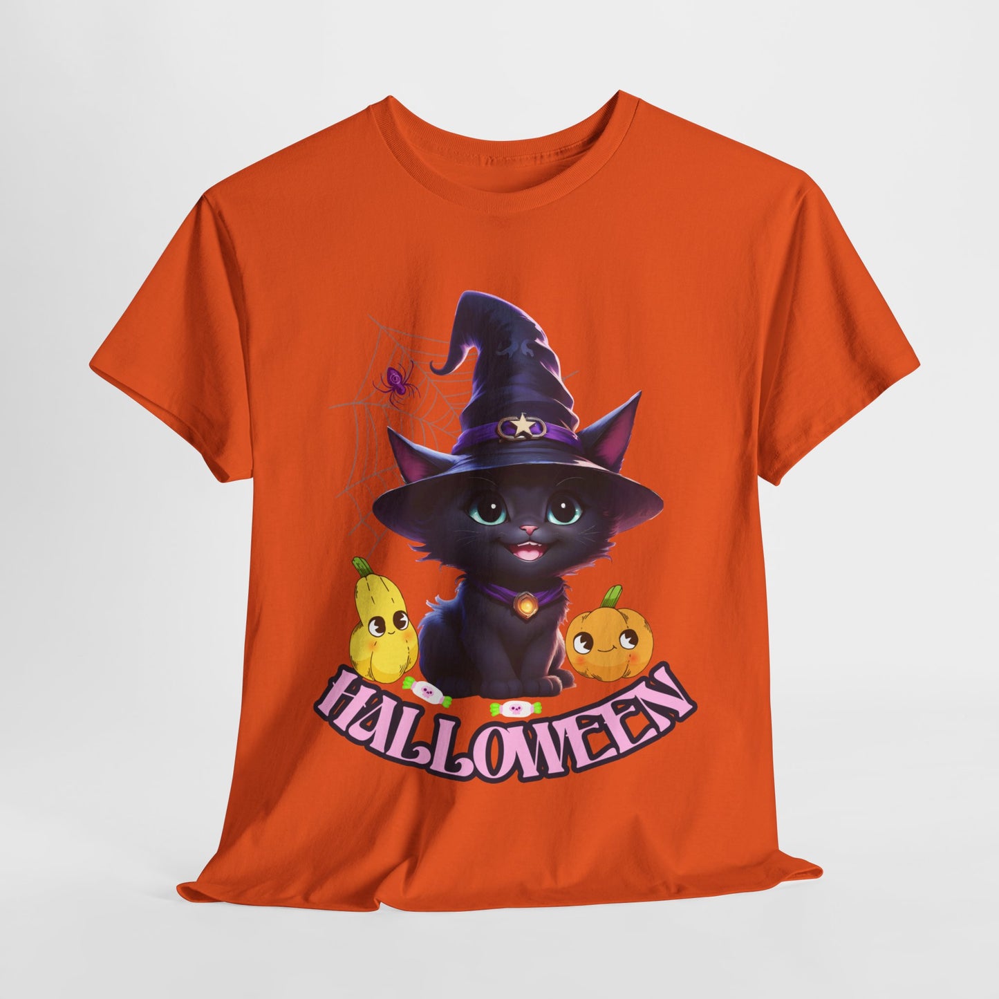 Halloween Witch Kitten Tee, Spooky Cute Shirt, Trick or Treat Costume Top, Black Cat Magic Tshirt, Creepy Kitty Outfit, Funny Holiday