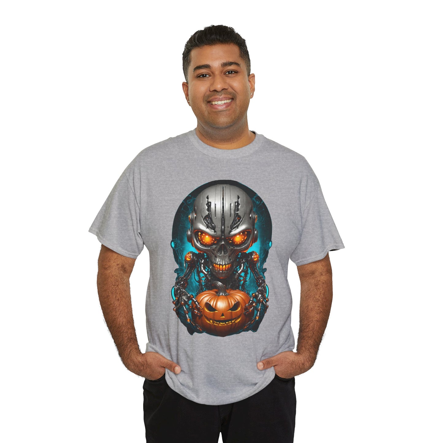 Halloween Pumking Cyborg T-Shirt, Halloween Tee, Unisex Shirt, Pumpkin Design Shirt, Halloween Costume