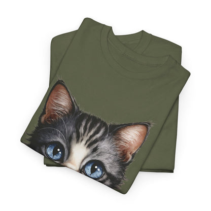 Cat Lover T-Shirt, Cute Kitten Graphic Tee, Animal Print Top, Blue Eyed Cat Shirt, Pet Owner Gift