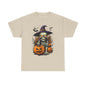 Halloween Pumpkin Skeleton Witch Tee, Spooky Unisex T-Shirt, Fall Season Shirt, Jack-O-Lantern Costume Top, Autumn Witch Theme Apparel