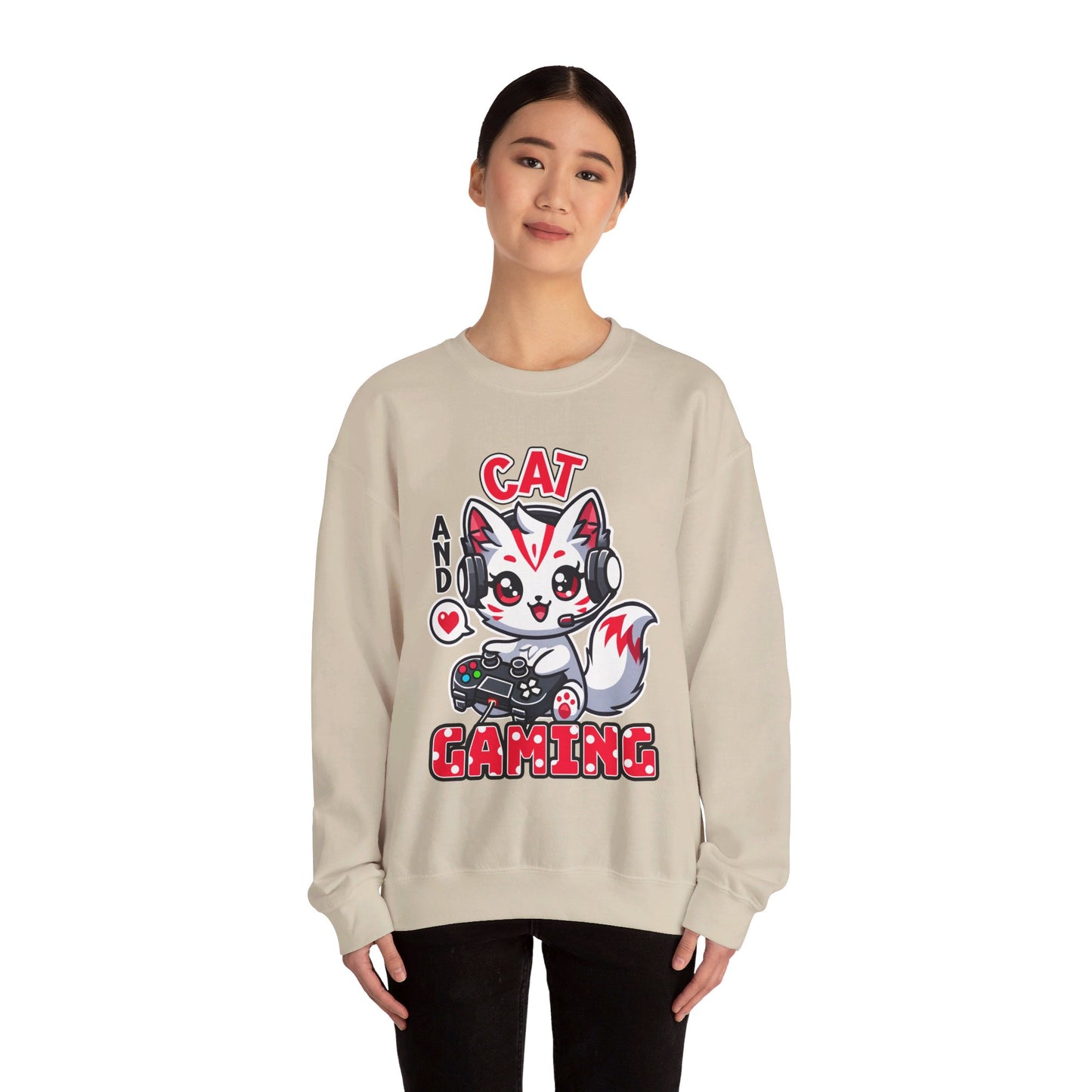 Cat and Gaming Unisex Heavy Blend™ Crewneck Sweatshirt / Anime / Katze / Geschenk / Zocken