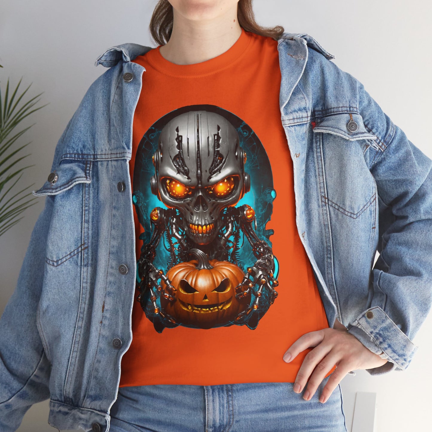 Halloween Pumking Cyborg T-Shirt, Halloween Tee, Unisex Shirt, Pumpkin Design Shirt, Halloween Costume