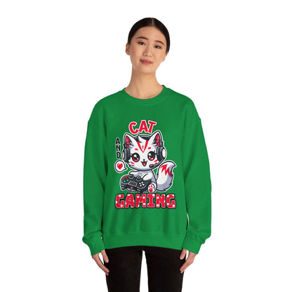 Cat and Gaming Unisex Heavy Blend™ Crewneck Sweatshirt / Anime / Katze / Geschenk / Zocken