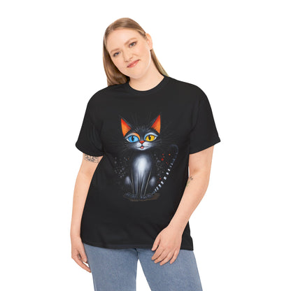 Cat Lover T-Shirt, Feline Graphic Tee, Multicolor Kitten Print Top, Animal Theme Shirt, Cat Enthusiast Clothing