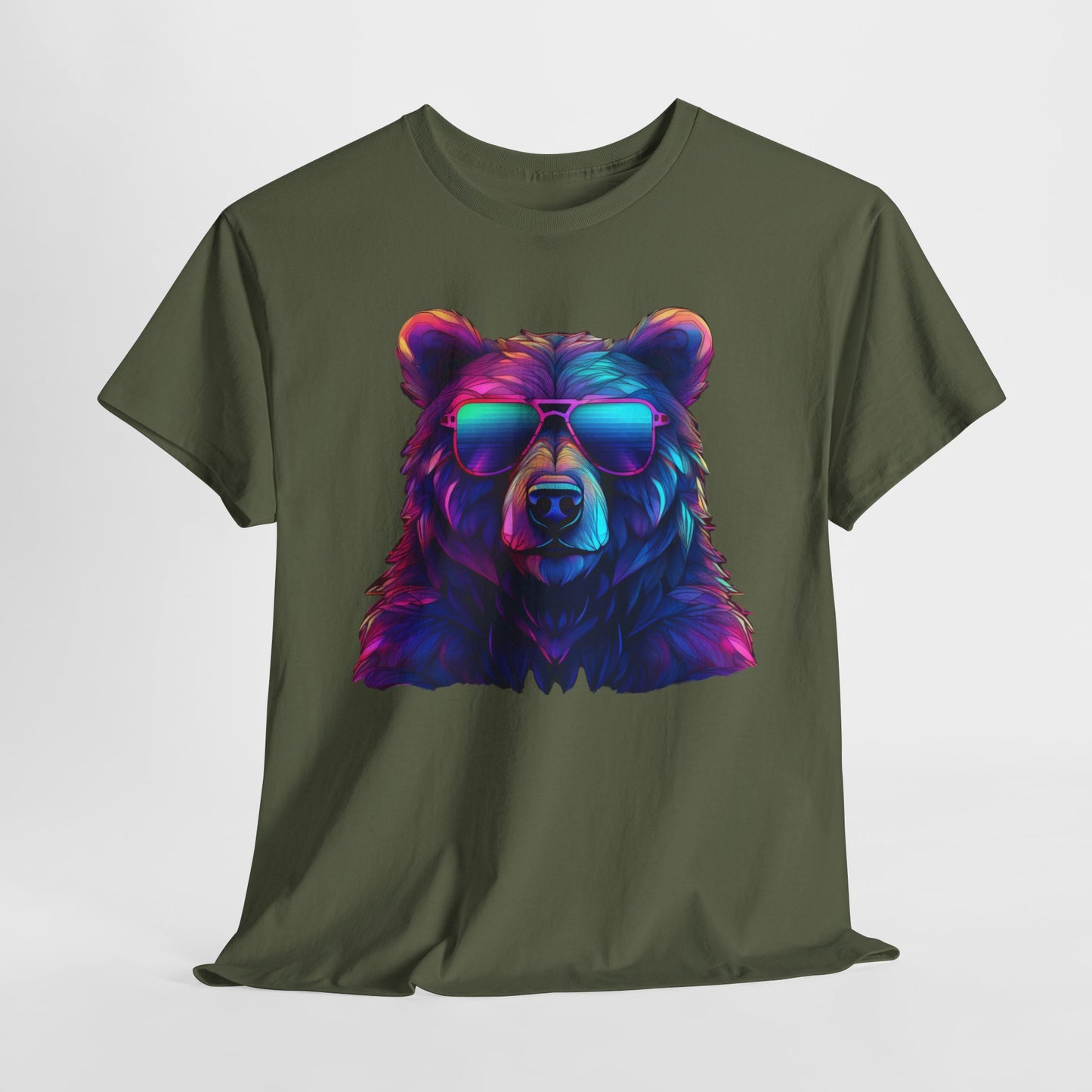 Cooler Bär mit Sonnenbrille T-Shirt / Neon Bären Grafik Design für Tierliebhaber und Streetwear Fans T-Shirt / Geschenk