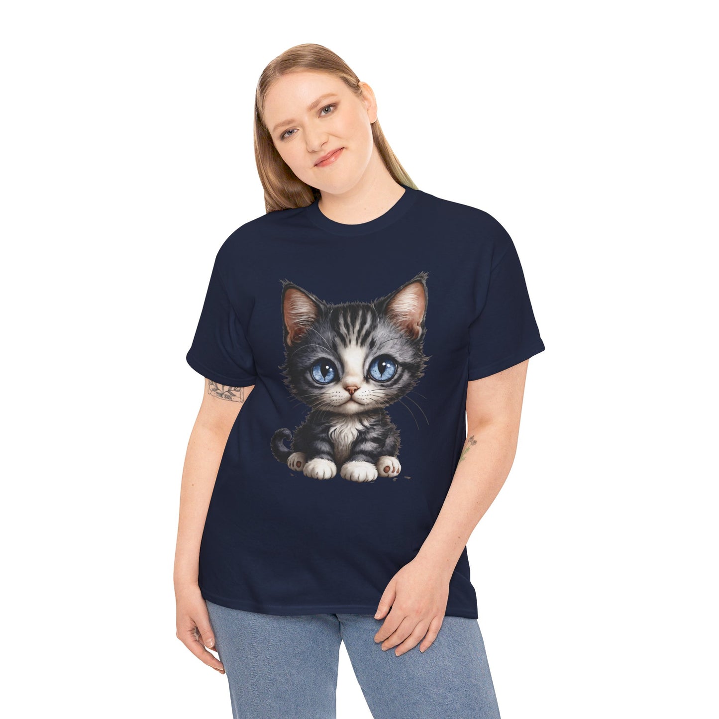 Cat Lover T-Shirt, Cute Kitten Graphic Tee, Animal Print Top, Blue Eyed Cat Shirt, Pet Owner Gift