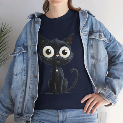 Cat Lover T-Shirt, Cute Kitty Tee, Adorable Feline Shirt, Big Eyed Cat Top, Animal Graphic Tee for Pet Owners