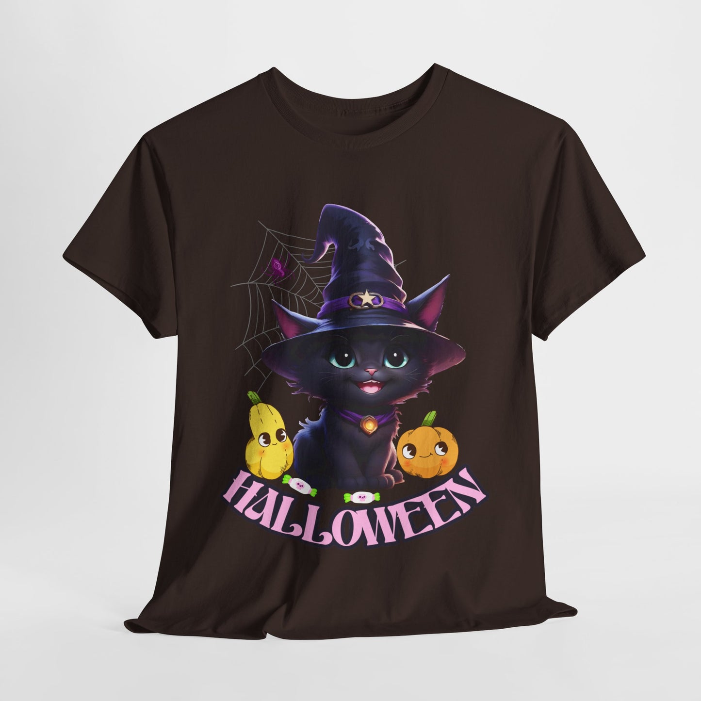 Halloween Witch Kitten Tee, Spooky Cute Shirt, Trick or Treat Costume Top, Black Cat Magic Tshirt, Creepy Kitty Outfit, Funny Holiday