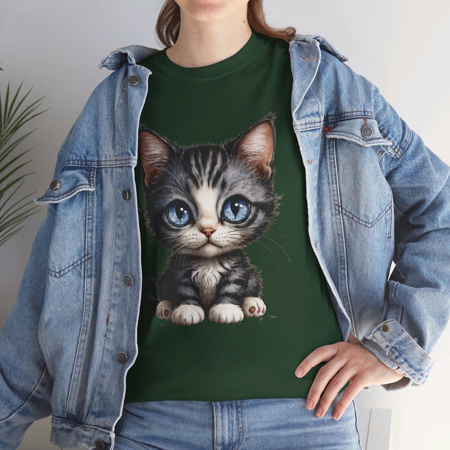 Cat Lover T-Shirt, Cute Kitten Graphic Tee, Animal Print Top, Blue Eyed Cat Shirt, Pet Owner Gift