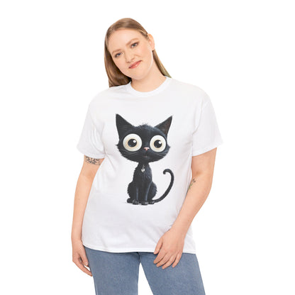 Cat Lover T-Shirt, Cute Kitty Tee, Adorable Feline Shirt, Big Eyed Cat Top, Animal Graphic Tee for Pet Owners