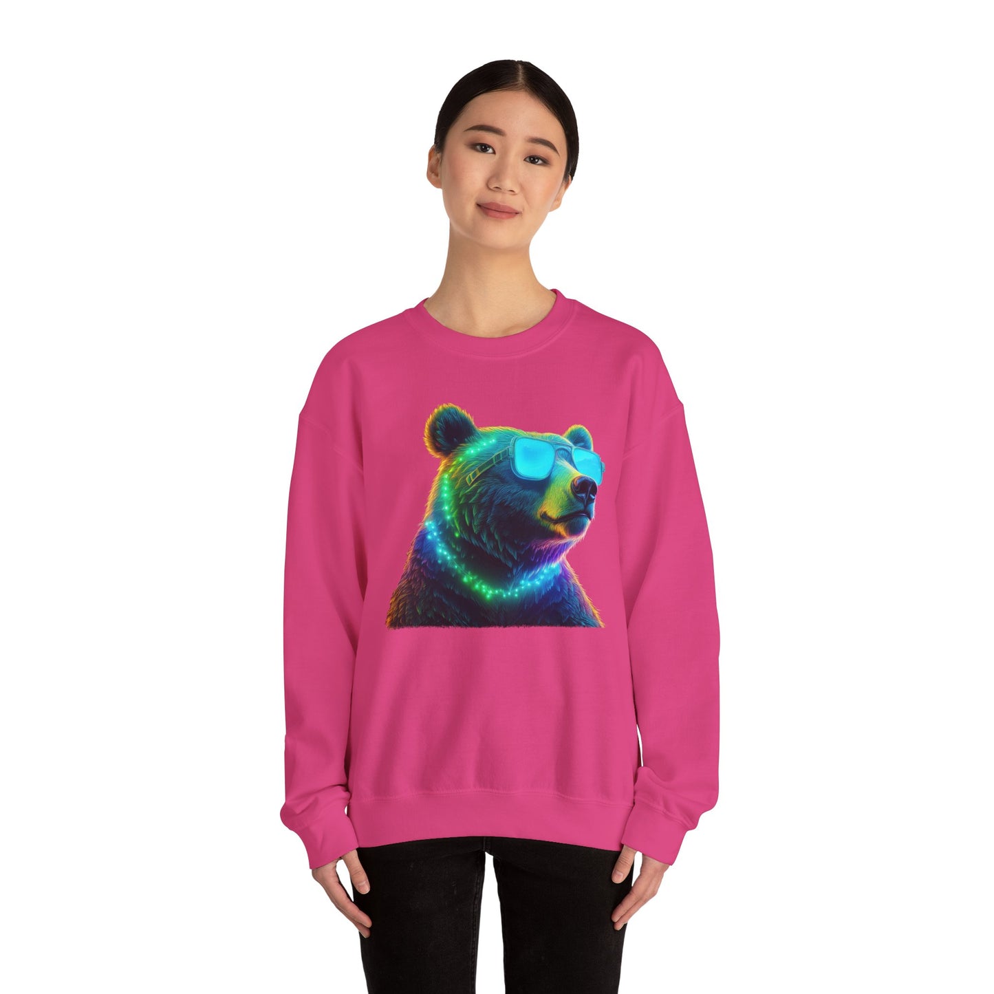 Bär mit Sonnenbrille Sweatshirt / Neon Bären Grafik / Design für Tierliebhaber und Streetwear Fans / Geschenk / Wild / Lustig