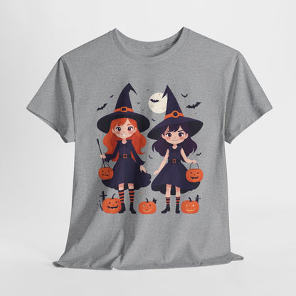 Halloween Witch Tee, Cute Smiling Girls Costume, Unisex Cotton Shirt, Halloween Party, Trick or Treat, Funny Halloween Gift, Spooky Witch