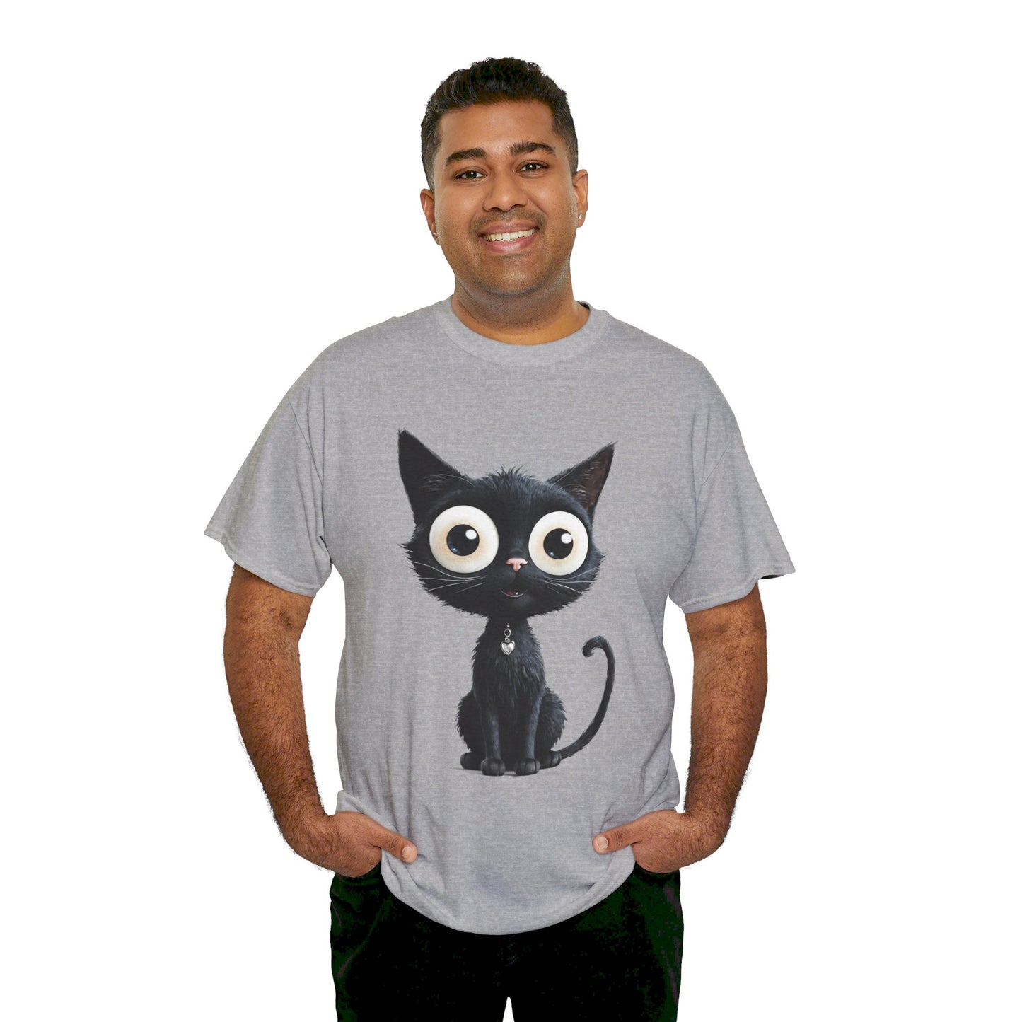 Cat Lover T-Shirt, Cute Kitty Tee, Adorable Feline Shirt, Big Eyed Cat Top, Animal Graphic Tee for Pet Owners