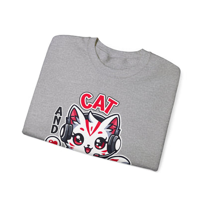 Cat and Gaming Unisex Heavy Blend™ Crewneck Sweatshirt