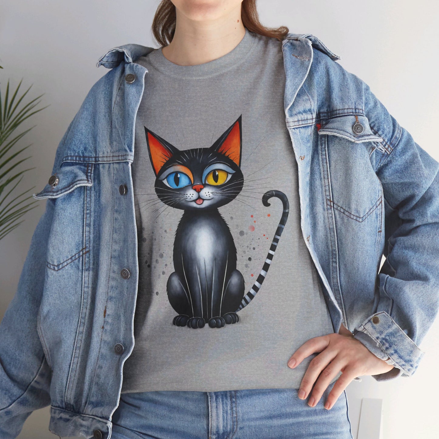 Cat Lover T-Shirt, Feline Graphic Tee, Multicolor Kitten Print Top, Animal Theme Shirt, Cat Enthusiast Clothing