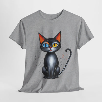 Cat Lover T-Shirt, Feline Graphic Tee, Multicolor Kitten Print Top, Animal Theme Shirt, Cat Enthusiast Clothing