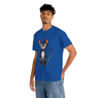 Cat Lover T-Shirt, Feline Graphic Tee, Multicolor Kitten Print Top, Animal Theme Shirt, Cat Enthusiast Clothing