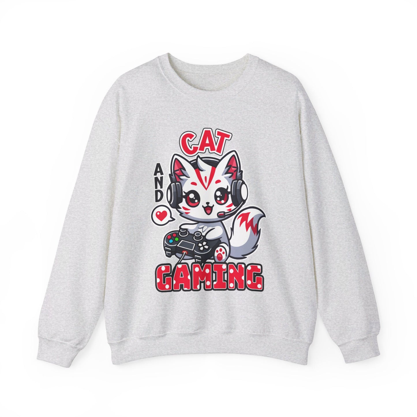 Cat and Gaming Unisex Heavy Blend™ Crewneck Sweatshirt / Anime / Katze / Geschenk / Zocken