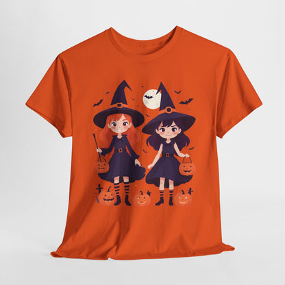 Halloween Witch Tee, Cute Smiling Girls Costume, Unisex Cotton Shirt, Halloween Party, Trick or Treat, Funny Halloween Gift, Spooky Witch