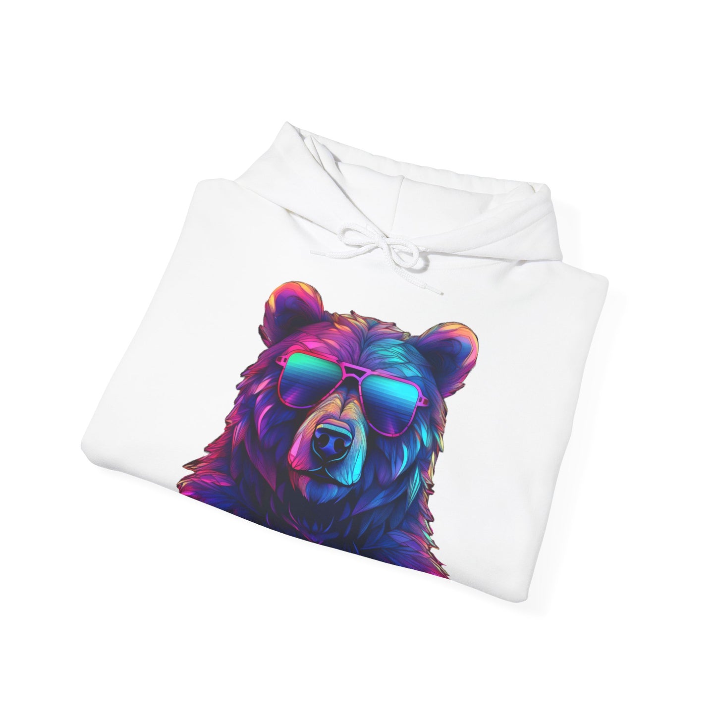 Cooler Bär mit Sonnenbrille Hoodie / Neon Bären Grafik / Wild Design für Tierliebhaber und Streetwear Fans / Lustiges Geschenk