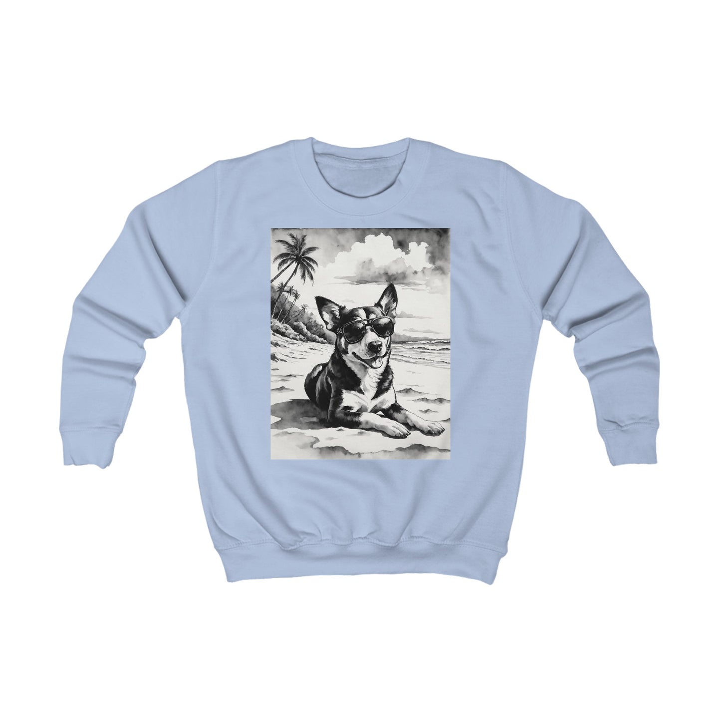 Kids Cool Beach Dog Sweatshirt Kinderbekleidung Lustiges Hundemotiv mit Sonnenbrille für Sommer Vibes Geschenk für Hundeliebhaber