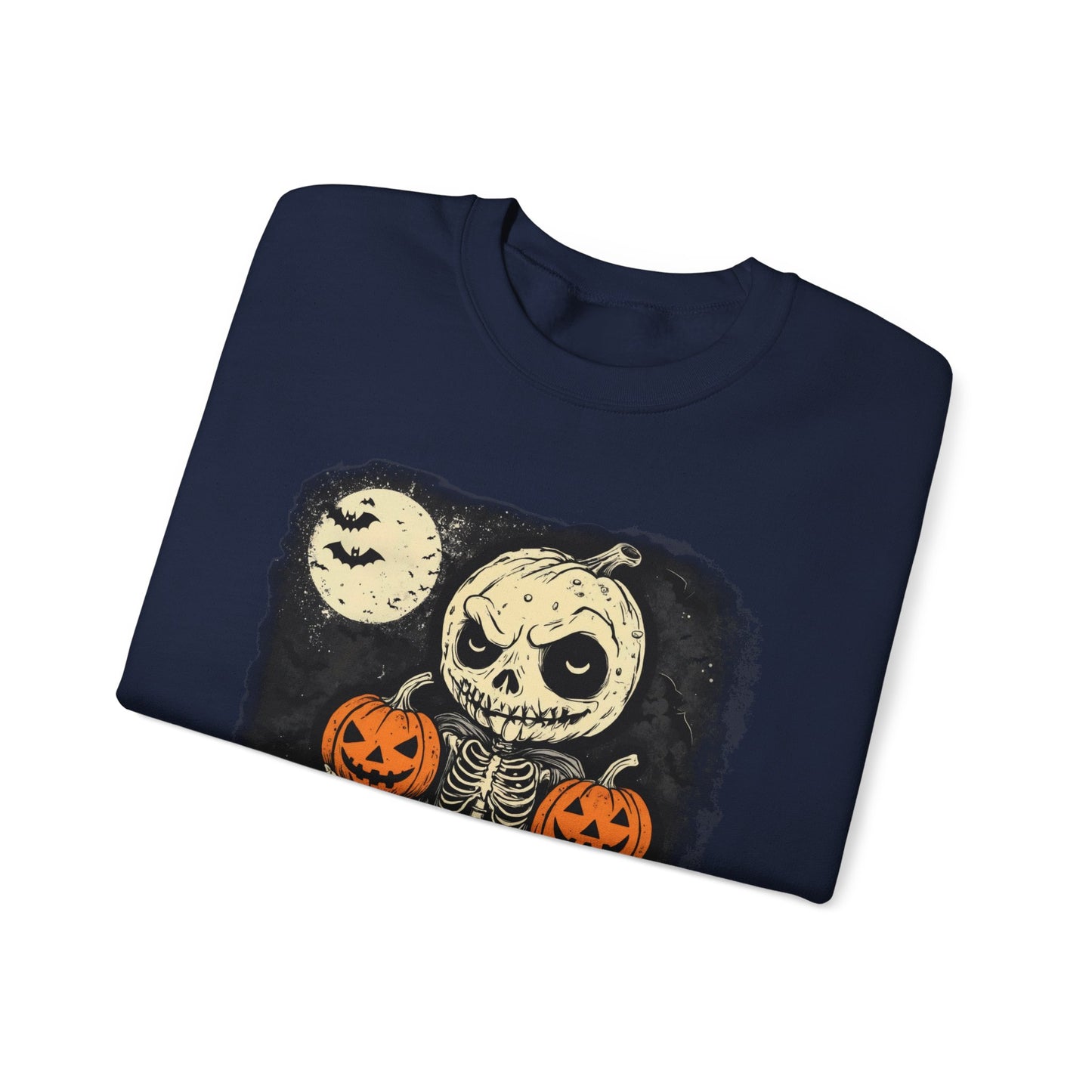 Halloween Pumpkin little Skull Sweatshirt, Fall Autumn Costume Jumper, Spooky Season Pullover, Trick or Treat Top, Jack O Lantern Graphic