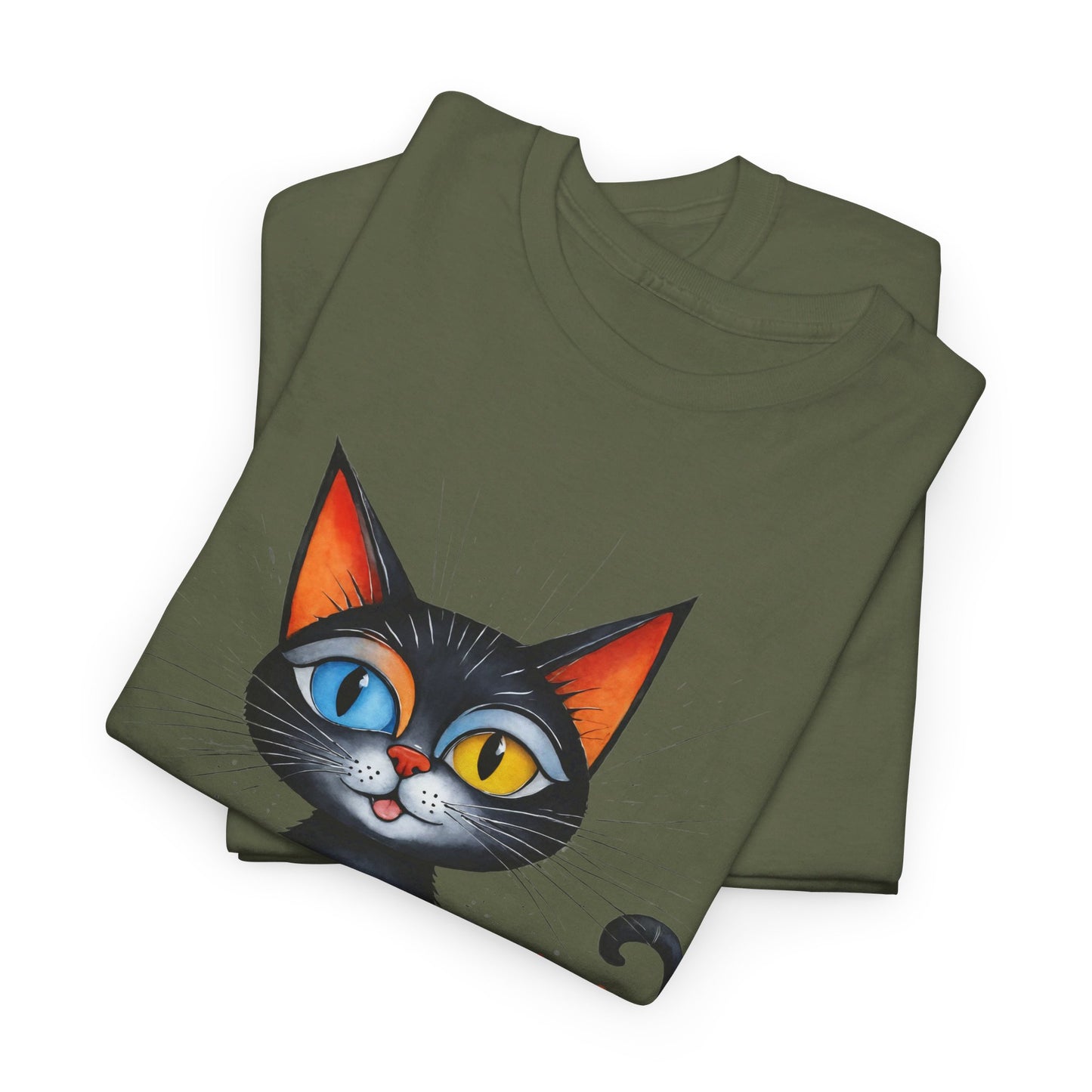 Cat Lover T-Shirt, Feline Graphic Tee, Multicolor Kitten Print Top, Animal Theme Shirt, Cat Enthusiast Clothing