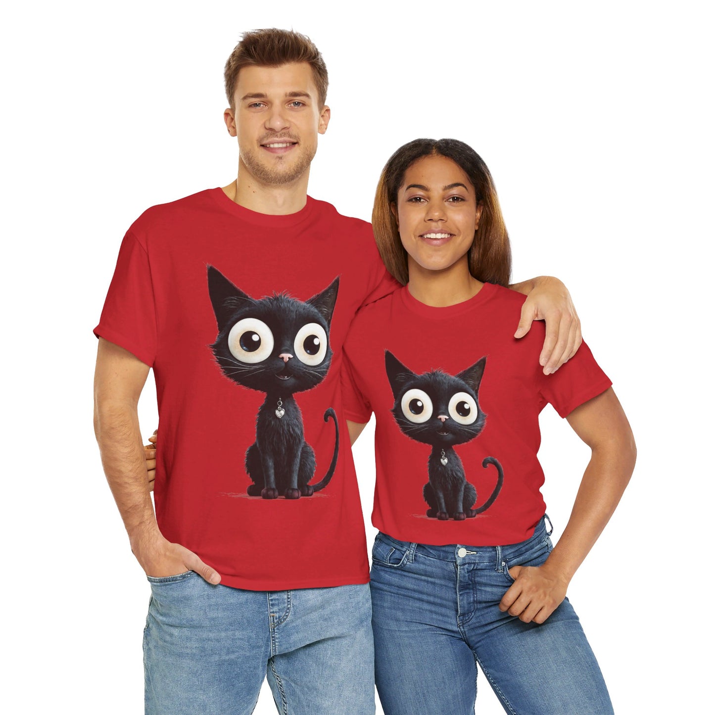 Cat Lover T-Shirt, Cute Kitty Tee, Adorable Feline Shirt, Big Eyed Cat Top, Animal Graphic Tee for Pet Owners