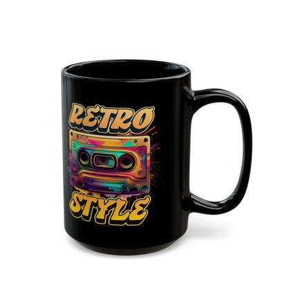 Oldschool Vibes 80er Retro Kassette Tasse, Geschenk für Musikliebhaber, Vintage Musik, Retro Kassette T-Shirt, Tasse Black Mug (11oz, 15oz)