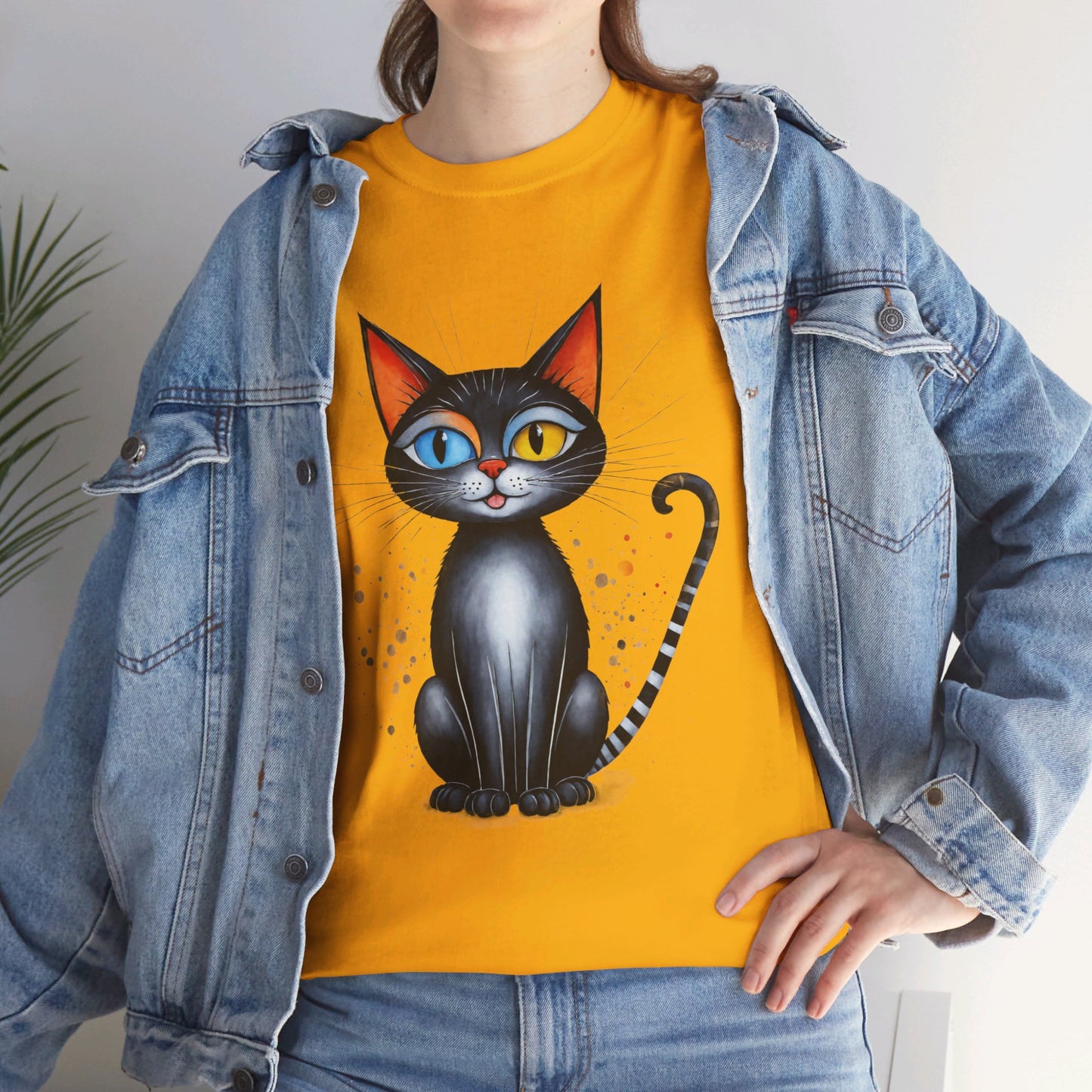 Cat Lover T-Shirt, Feline Graphic Tee, Multicolor Kitten Print Top, Animal Theme Shirt, Cat Enthusiast Clothing