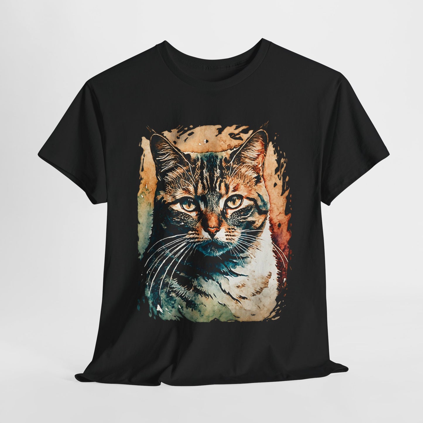 Wasserfarben Kunstwerk Katze /Katzenportrait in Wasserfarbenstil auf T-Shirt / Künstlerisches Design für Katzenliebhaber/Kunst/Picasso