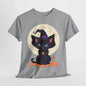 Halloween Witch Kitten T-Shirt, Black Cat Tee, Fantasy Costume Clothing, Cute Smiling Cat Shirt, Gift for Cat Lovers, Halloween Tee Shirt