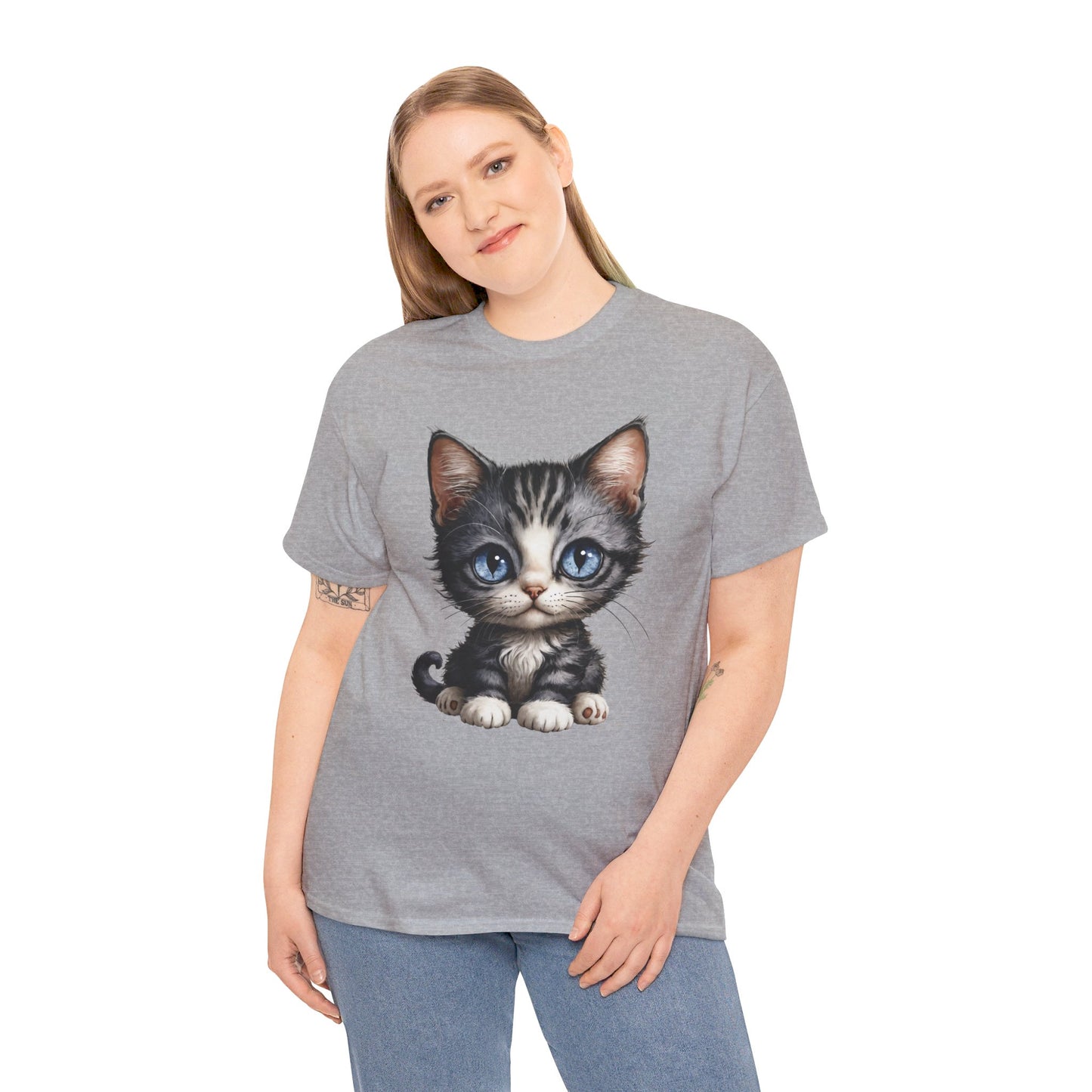 Cat Lover T-Shirt, Cute Kitten Graphic Tee, Animal Print Top, Blue Eyed Cat Shirt, Pet Owner Gift