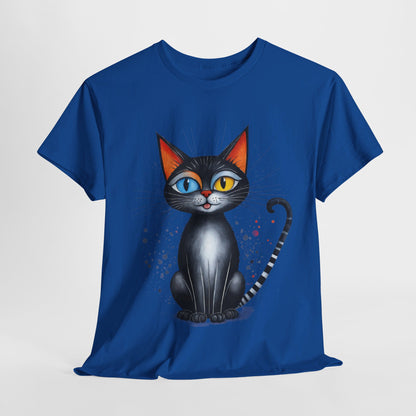 Cat Lover T-Shirt, Feline Graphic Tee, Multicolor Kitten Print Top, Animal Theme Shirt, Cat Enthusiast Clothing