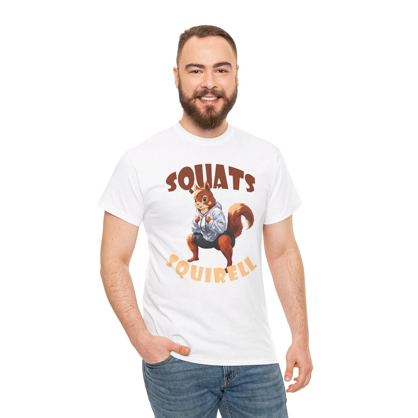 Squats Squirell T-Shirt - Lustiges Cartoon T-Shirt für Fitness-Enthusiasten und Katzenliebhaber